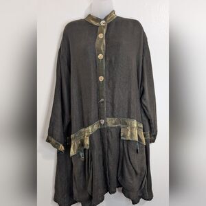 Crunch Lagenlook Whimsical Quiet Luxury Linen Bohemian Neutral Top M